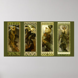 Póster de Luna y Estrellas de Alphonse Mucha
