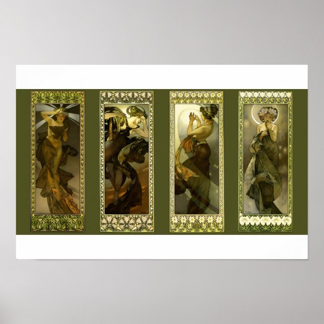 Póster de Luna y Estrellas de Alphonse Mucha (Frente)