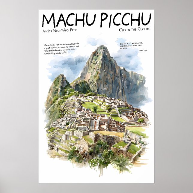 Póster de Machu Picchu  Perú Andes Lugar emblemáti (Frente)
