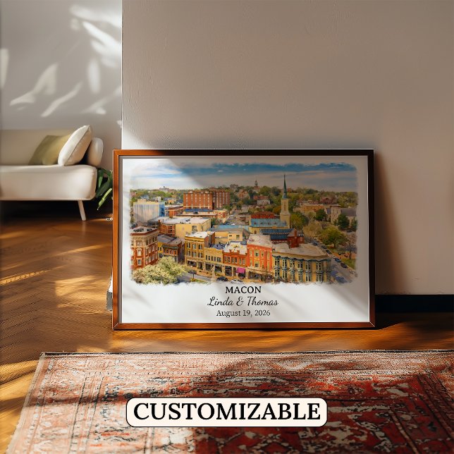 Póster de Macon Georgia, Acuarela, Personalizado (Subido por el creador)