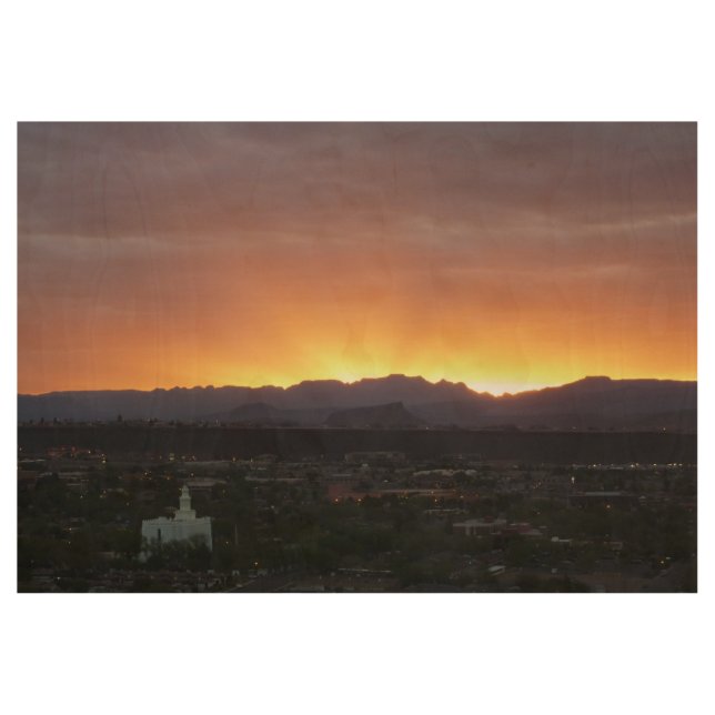 Póster De Madera Amanecer sobre el paisaje de St. George Utah (Anverso)