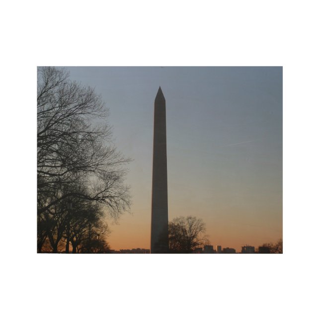Póster De Madera Monumento a Washington al atardecer (Anverso)