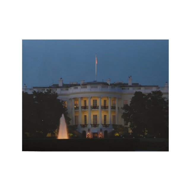 Póster De Madera Navidades Casa Blanca de noche en Washington DC (Anverso)