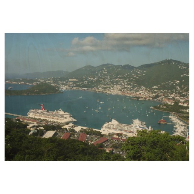 Póster De Madera Puerto de St. Thomas Islas Vírgenes Estadounidense (Anverso)