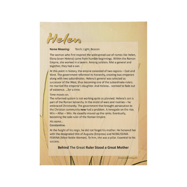 Póster De Madera Significado de la Helen conocida (Anverso)