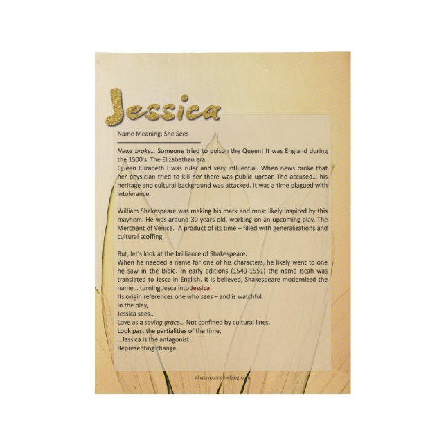 Póster De Madera Significado de la Jessica conocida (Anverso)