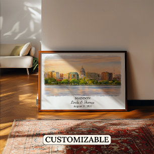 Póster de Madison Wisconsin, Acuarela, Personaliza