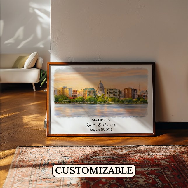 Póster de Madison Wisconsin, Acuarela, Personaliza (Subido por el creador)