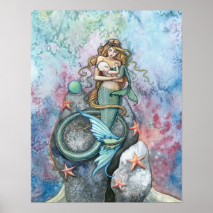 Póster de Madre y Bebé Sirena del Amor Eterno