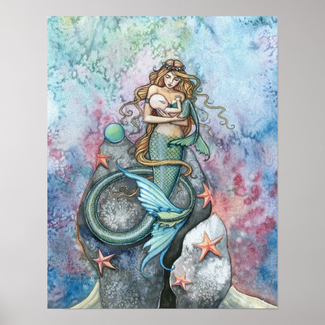 Póster de Madre y Bebé Sirena del Amor Eterno (Frente)