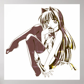 Póster de Manga, Neko Gatita Furry Anime Loli Escl