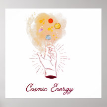 Póster de Mano Cósmica Celestial - Místico Minimal