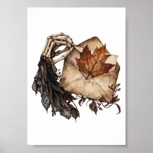 Póster de Mano Esquelética de Otoño Carta 5x7