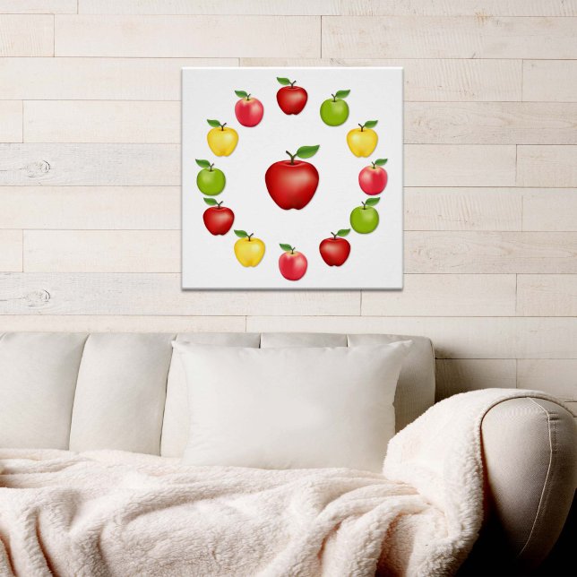 Póster de manzanas (Apples Poster. Fresh, natural fruit, Red Delicious, Granny Smith, Golden Delicious, Pink Lady Apples)