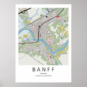 Póster de mapa de Banff Alberta   Arte de mapa lim