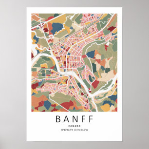 Póster de Mapa de Banff Alberta Arte de Pared de