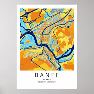 Póster de mapa de Banff Alberta Arte moderno col