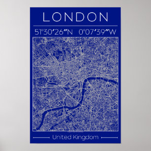 Póster de mapa de ciudad de Londres Blueprint Mini