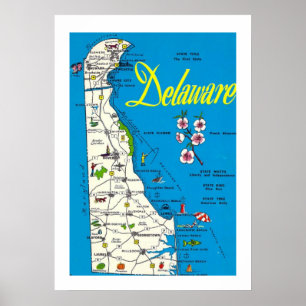 Póster de mapa de Delaware 20x28