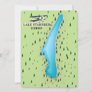 Póster de mapa de estilo vintage del lago Starnber