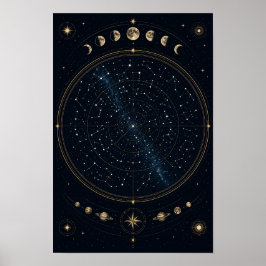 Póster de mapa de estrellas de astronomía minimali