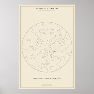 Póster de Mapa de Estrellas Personalizado de Nueva