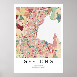 Póster de Mapa de Geelong Australia   Arte de Pare