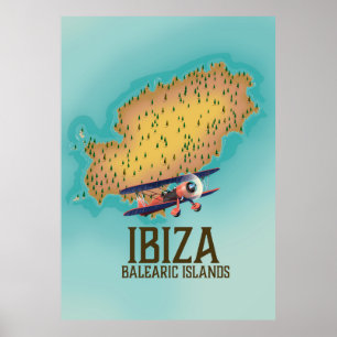 Póster de mapa de Ibiza Islas Baleares