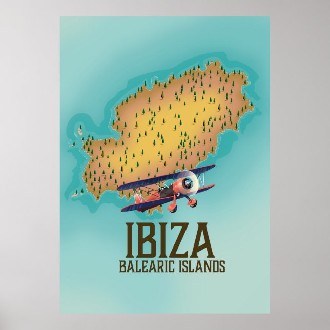 Póster de mapa de Ibiza Islas Baleares (Frente)
