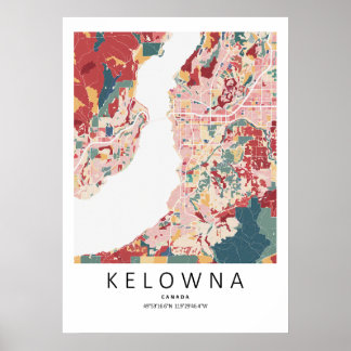 Póster de mapa de Kelowna Columbia Británica | Ciu