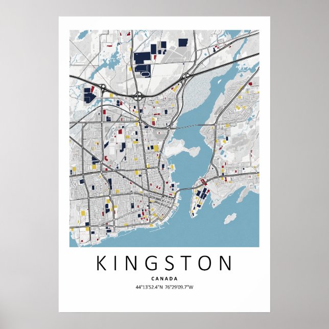 Póster de Mapa de Kingston Ontario | Arte de Mapa  (Frente)