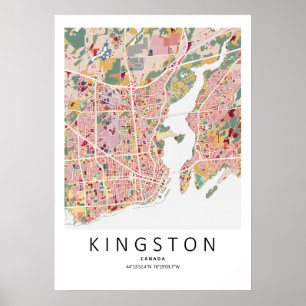 Póster de Mapa de Kingston Ontario Arte de Pared