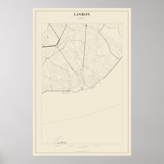 Póster de Mapa de la Calle de Lisboa