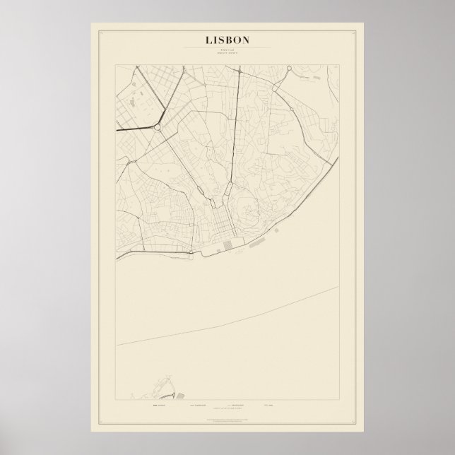 Póster de Mapa de la Calle de Lisboa (Frente)