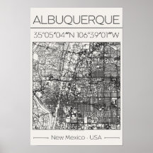 Póster de mapa de la ciudad de Albuquerque Nuevo M
