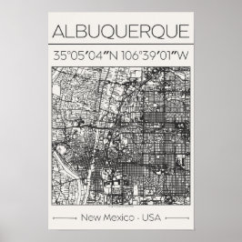 Póster de mapa de la ciudad de Albuquerque Nuevo M