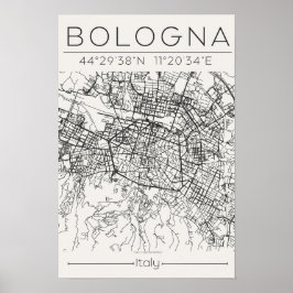 Póster de mapa de la ciudad de Bolonia Arte urbano