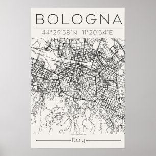 Póster de mapa de la ciudad de Bolonia Arte urbano