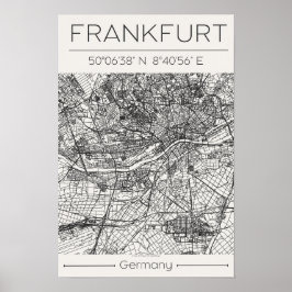Póster de Mapa de la Ciudad de Frankfurt Arte Urba