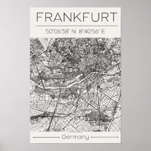 Póster de Mapa de la Ciudad de Frankfurt Arte Urba