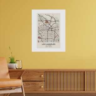 Póster de Mapa de la Ciudad de Los Ángeles Minimal