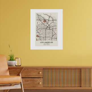 Póster de Mapa de la Ciudad de Los Ángeles Minimal