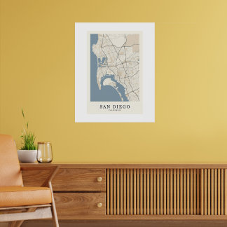 Póster de mapa de la ciudad de San Diego Californi