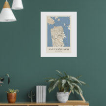 Póster de mapa de la ciudad de San Francisco Calif
