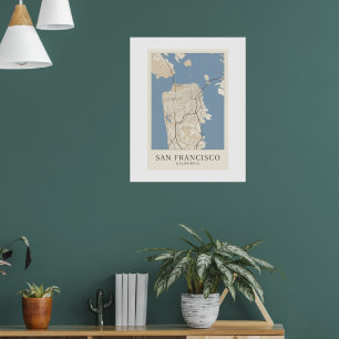 Póster de mapa de la ciudad de San Francisco Calif