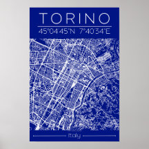 Póster de mapa de la ciudad de Torino – Arquitectu