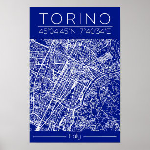 Póster de mapa de la ciudad de Torino – Arquitectu