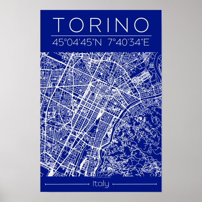 Póster de mapa de la ciudad de Torino – Arquitectu (Frente)