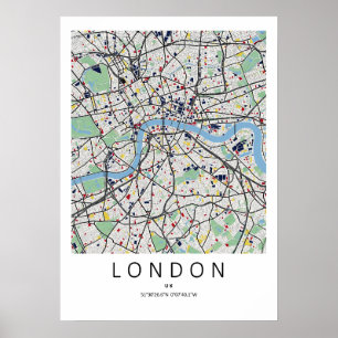 Póster de Mapa de Londres Inglaterra Arte de Map