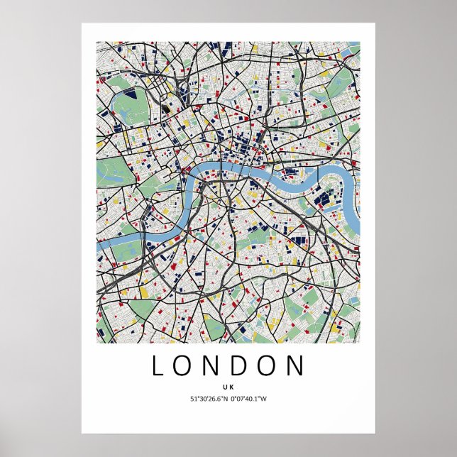 Póster de Mapa de Londres Inglaterra | Arte de Map (Frente)